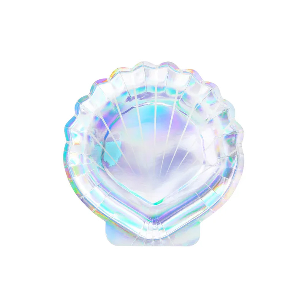 PLATES MERMAID SEASHELL IRIDESCENT 18.5CM 6PCS