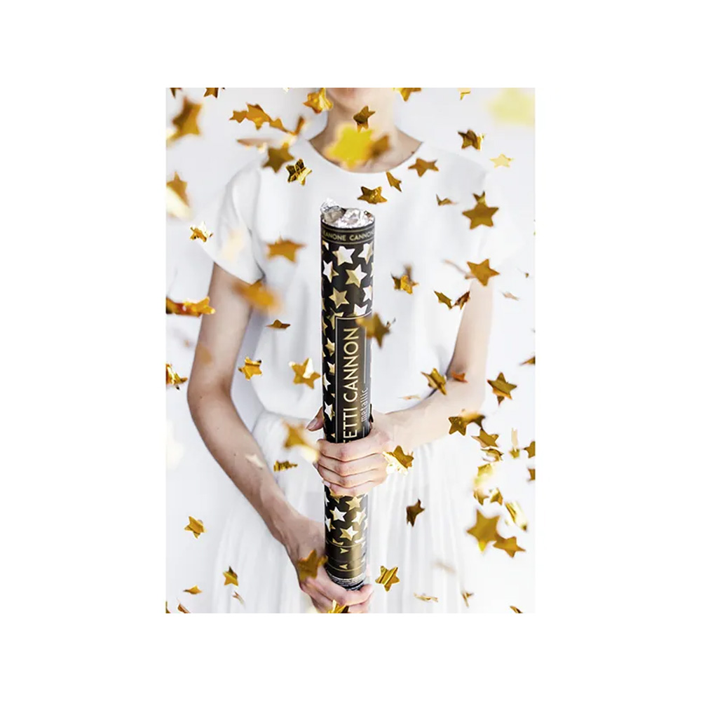 CONFETTI CANNON WITH STARS GOLD 80CM - Image 5