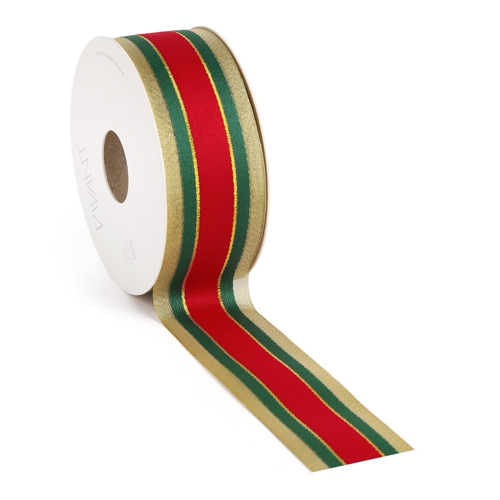 CHRISTMAS STRIPE RIBBON GREEN RED 20MX38MM