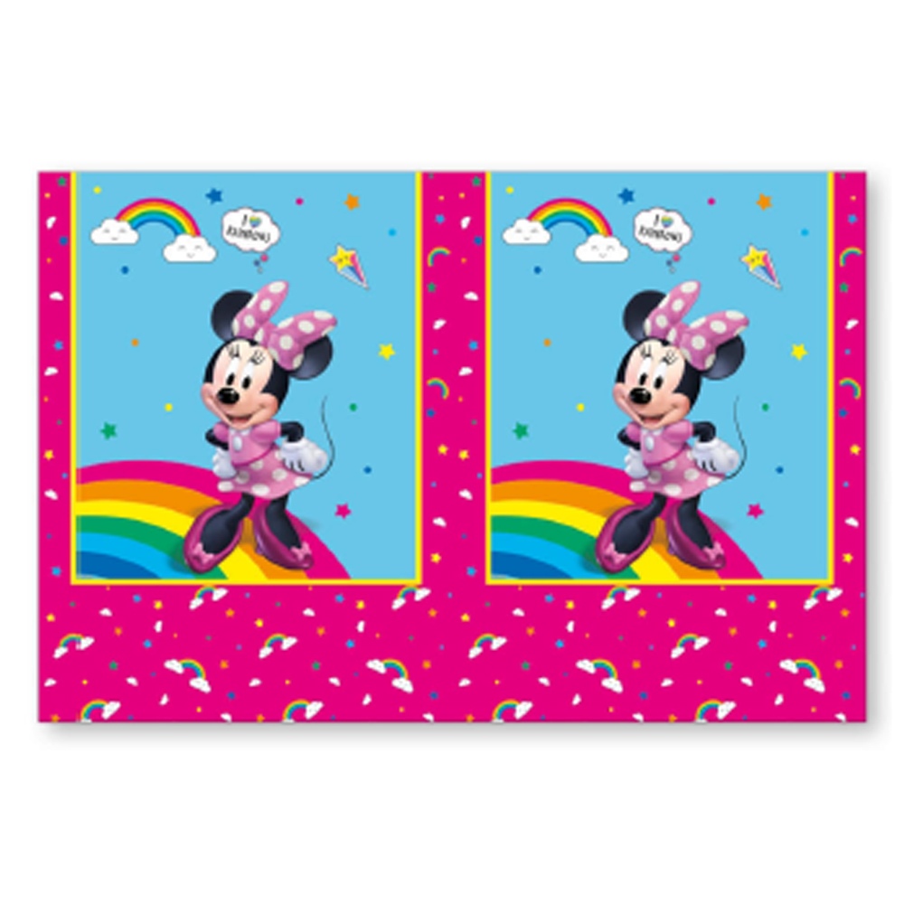 PLASTIC TABLECOVER MINNIE RAINBOW MAKES ME SMILE 120X180CM