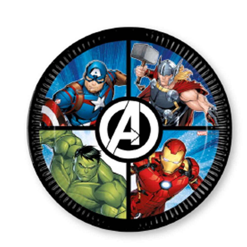 PAPER PLATES AVENGERS EVERGREEN 23CM 8PCS