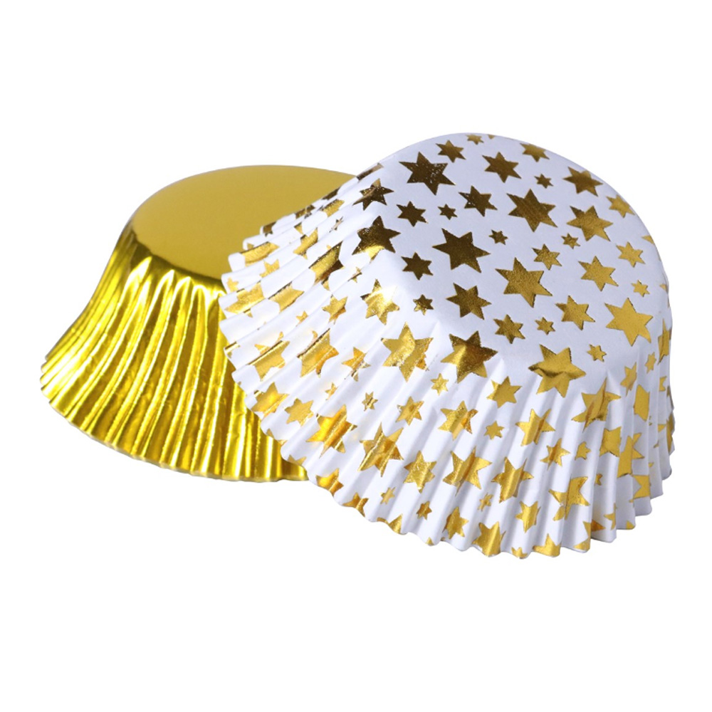 SET OF 24 CHRISTMAS CUPCAKE & TOPPER GOLDEN STARS - Image 5