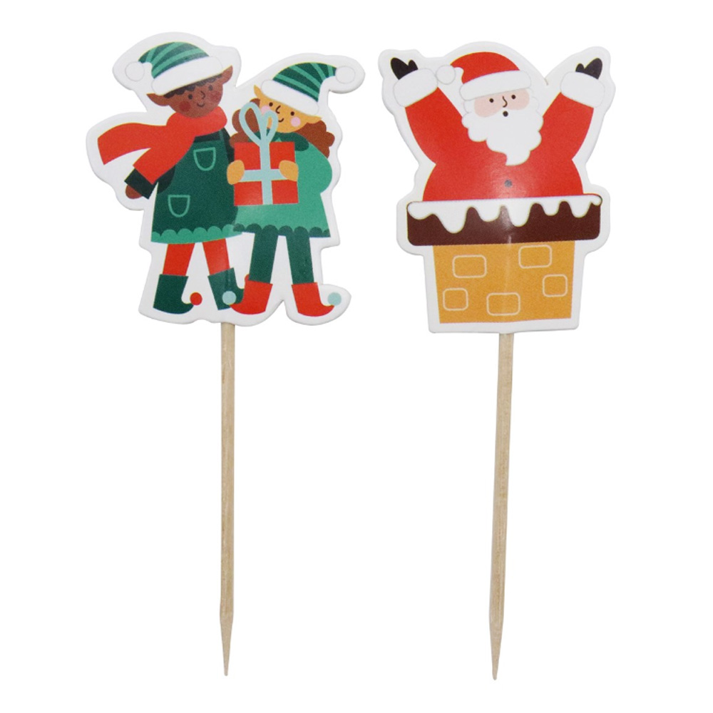 SET OF 24 CHRISTMAS CUPCAKE & TOPPER SANTA'S COMING TO TOWN - Image 4