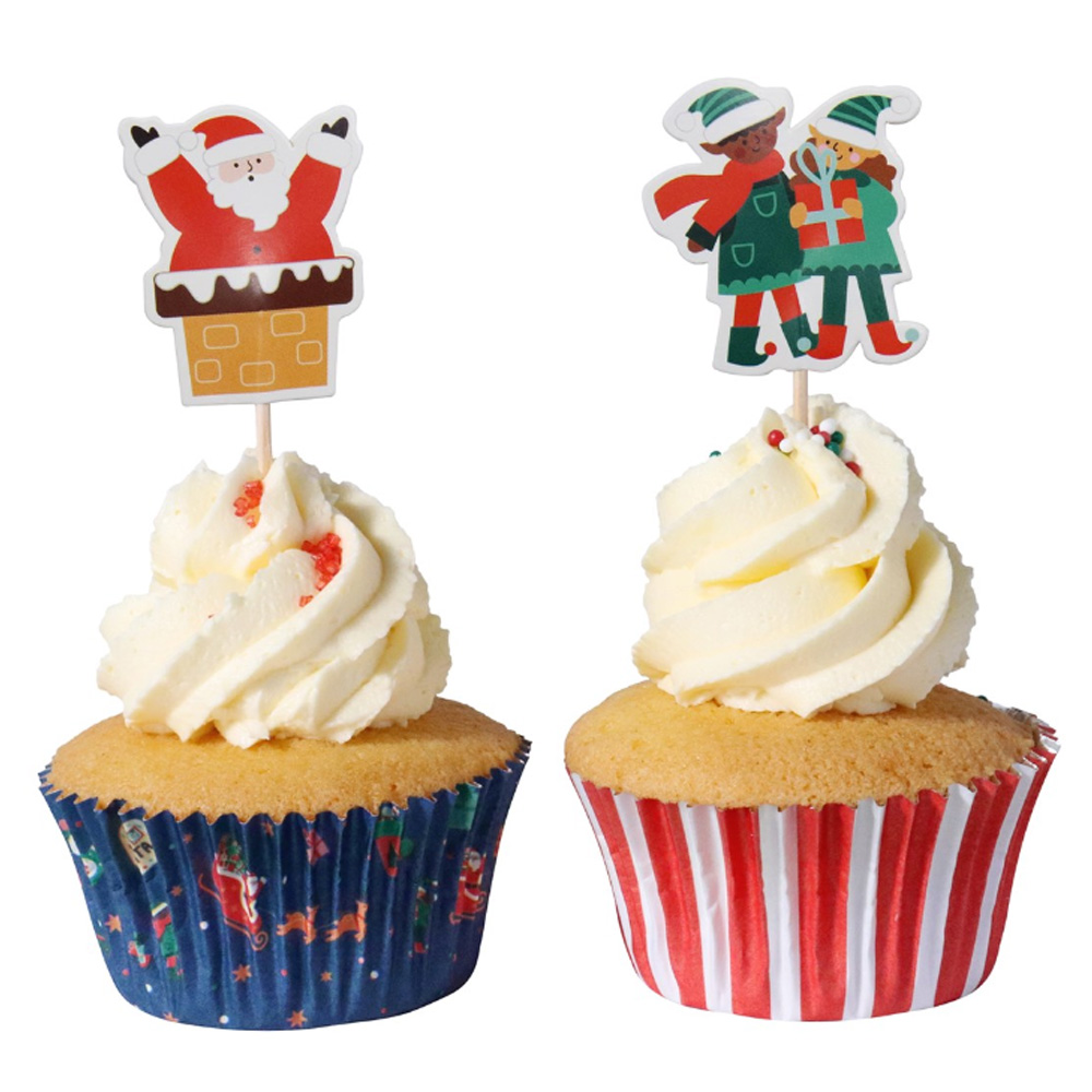 SET OF 24 CHRISTMAS CUPCAKE & TOPPER SANTA'S COMING TO TOWN - Image 3