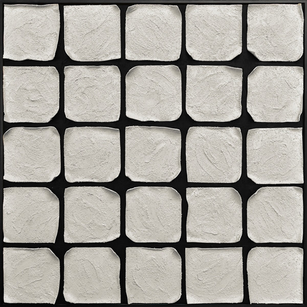 3D WALL DECORATION WHITE/BLACK OIL PAINT WITH FRAME 103X103CM