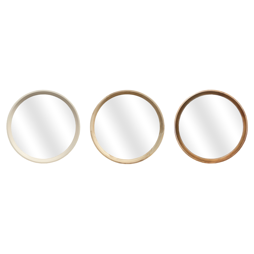 MIRROR WITH WOODEN FRAME ROUND 100X100CM