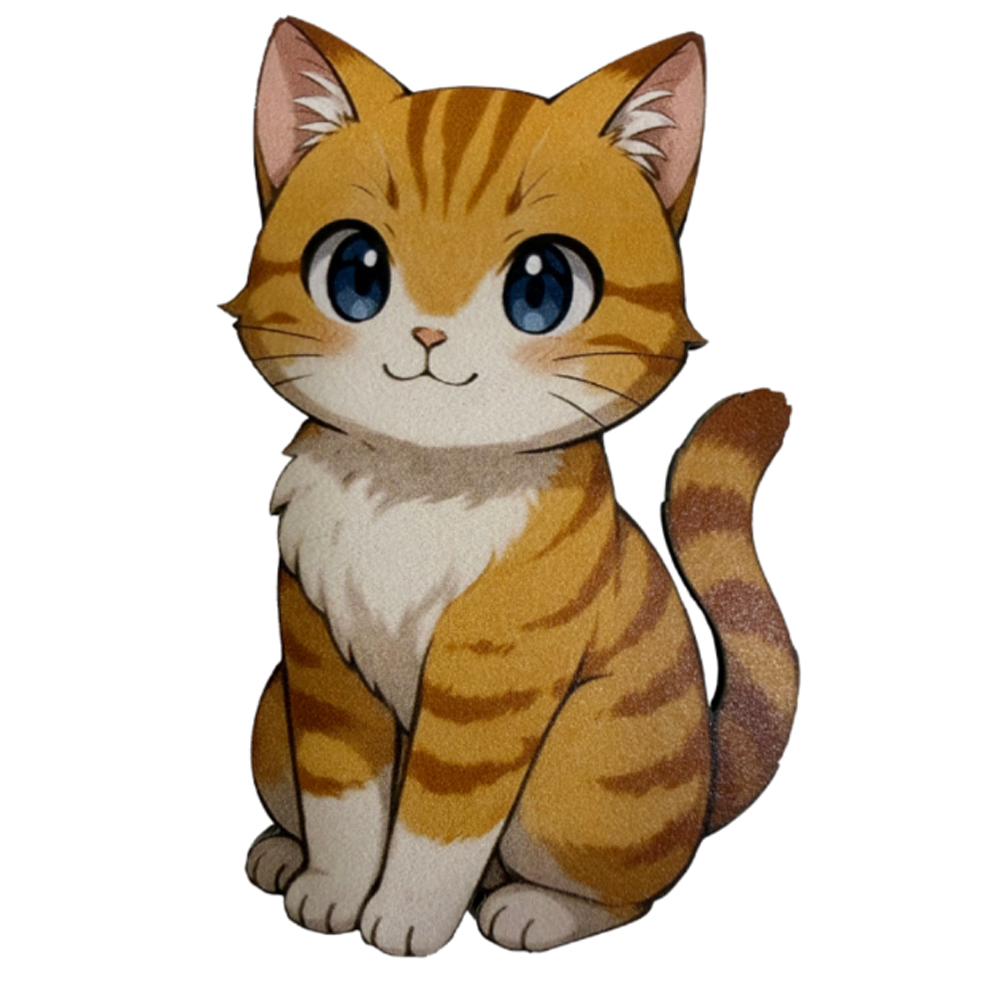 WOODEN SHAPE KITTEN 10CM