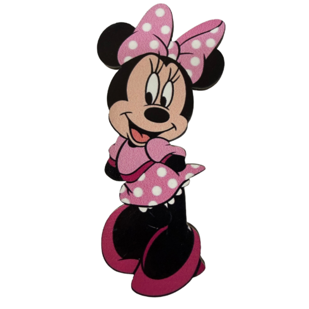 WOODEN SHAPE MINNIE PINK 10CM NO HOLE