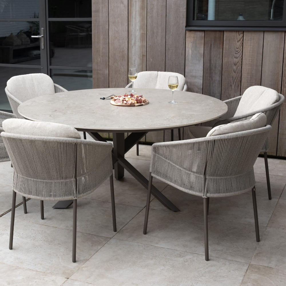 PRADO DINING TABLE CERAMIC SABBIA PANNA TERRE D130CM - Image 2