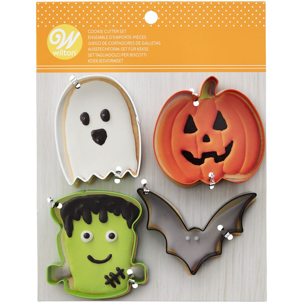 SET OF 4 WILTON COOKIE CUTTER BAT/PUMPKIN/GHOST/FRANKENSTEIN