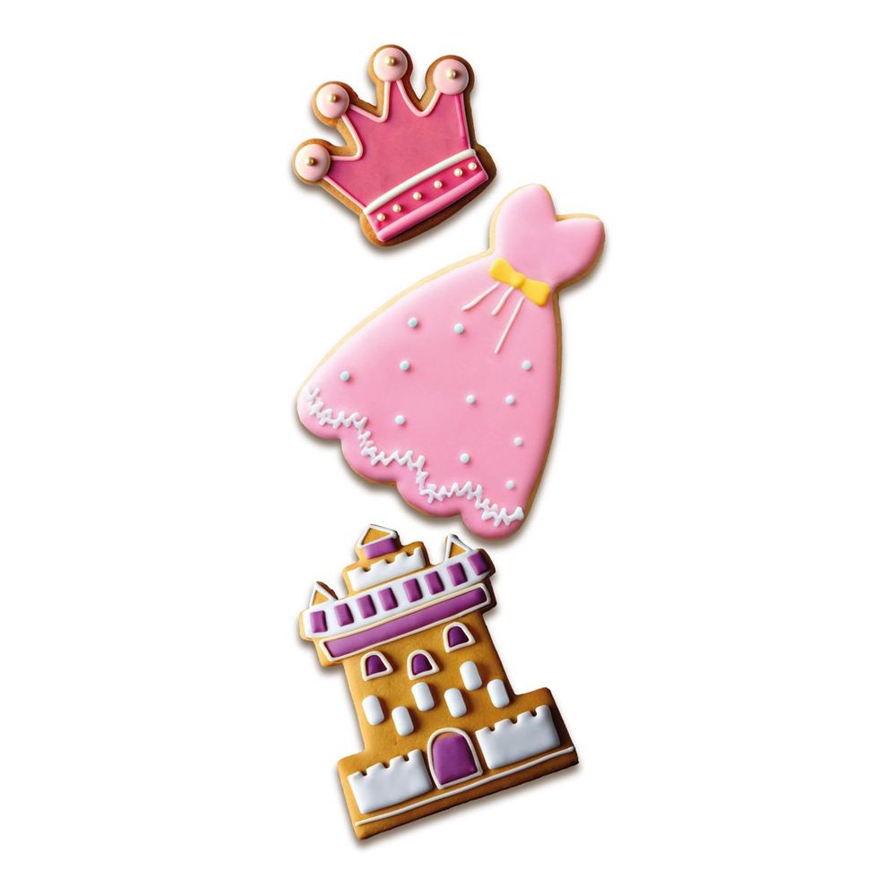 SET OF 3 WILTON COOKIE CUTTER CROWN/CASTLE/DRESS - Image 2