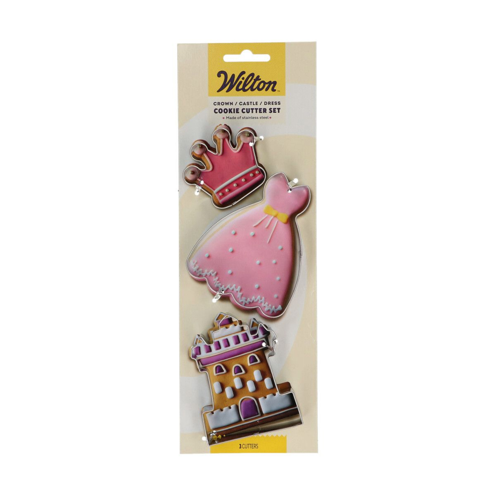 SET OF 3 WILTON COOKIE CUTTER CROWN/CASTLE/DRESS