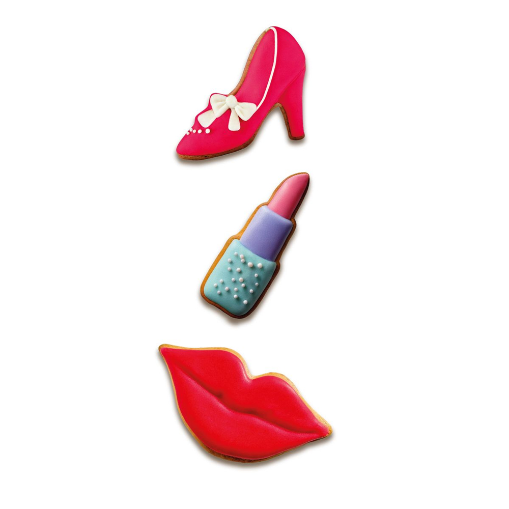 SET OF 3 WILTON COOKIE CUTTER HIGH HEEL/LIPSTICK/LIPS - Image 2