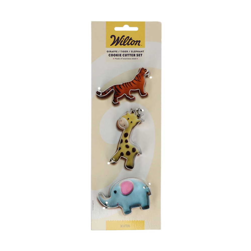 SET OF 3 WILTON COOKIE CUTTER GIRAFFE/TIGER/ELEPHANT