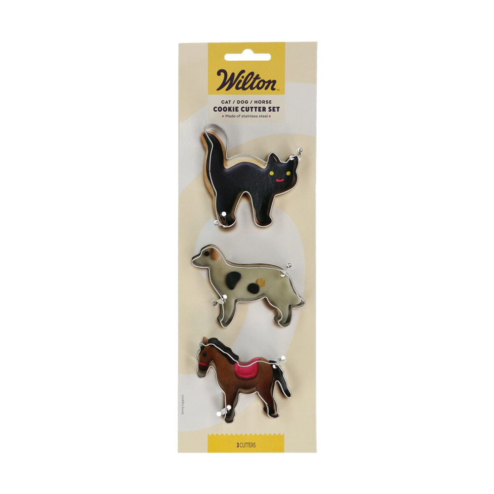 SET OF 3 WILTON COOKIE CUTTER CAT/DOG/HORSE