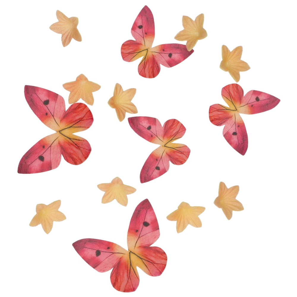 SET OF 30 WILTON EDIBLE WAFER DECOR FLOWERS & BUTTERFLIES - Image 2