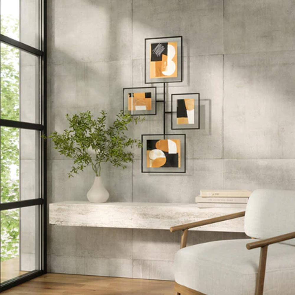 SET OF 4 FLUTE WALL PICTURE FRAMES BLACK 57X98.5CM - Image 2