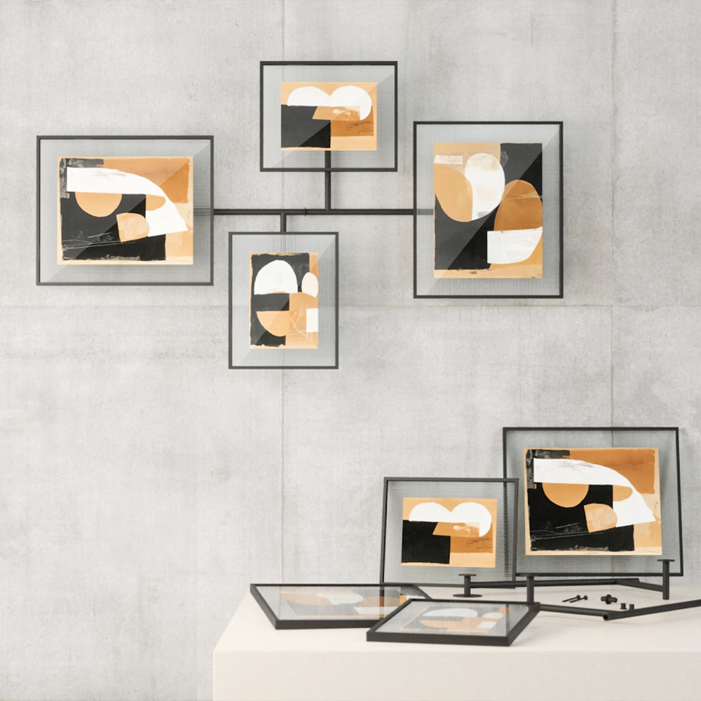 SET OF 4 FLUTE WALL PICTURE FRAMES BLACK 57X98.5CM - Image 3