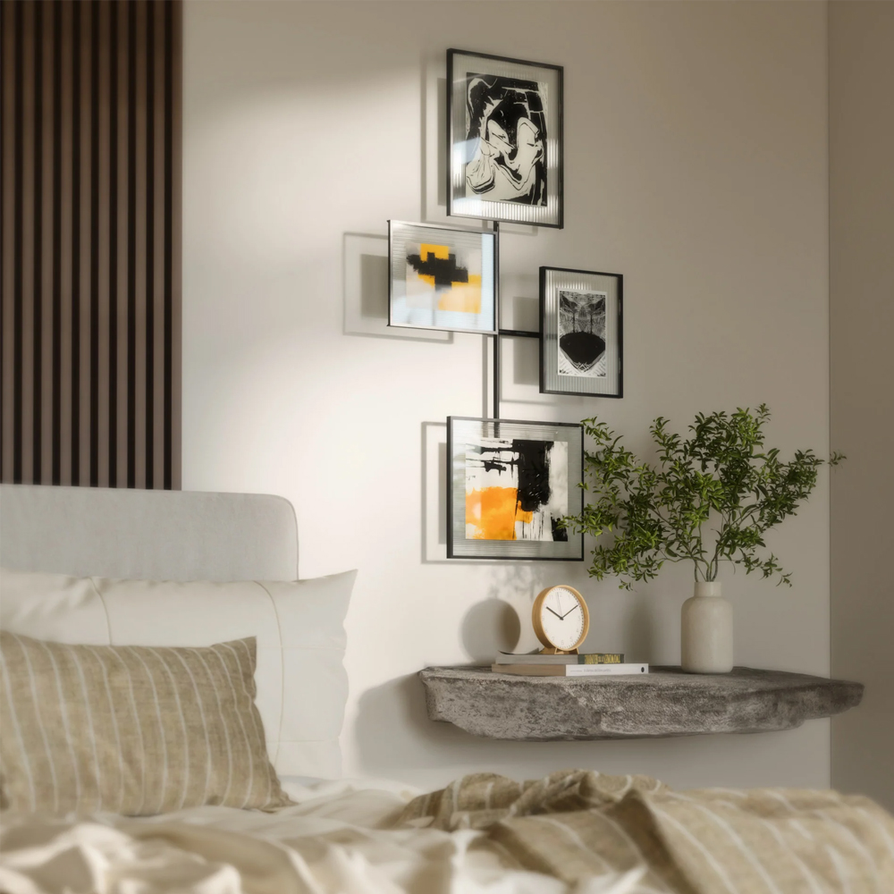 SET OF 4 FLUTE WALL PICTURE FRAMES BLACK 57X98.5CM - Image 4