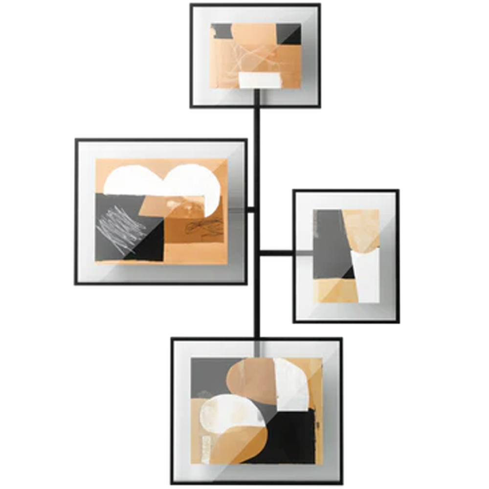SET OF 4 FLUTE WALL PICTURE FRAMES BLACK 57X98.5CM