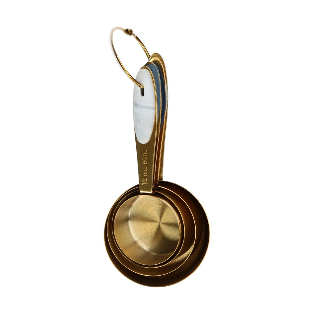 SET OF 4 WILTON GOLD METAL MEASURING CUPS - Image 2