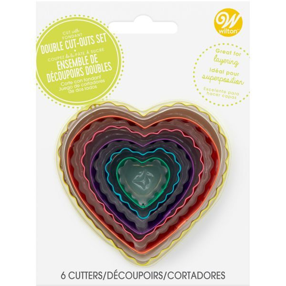 SET OF 6 WILTON DOUBLE-SIDED CUTTER HEART