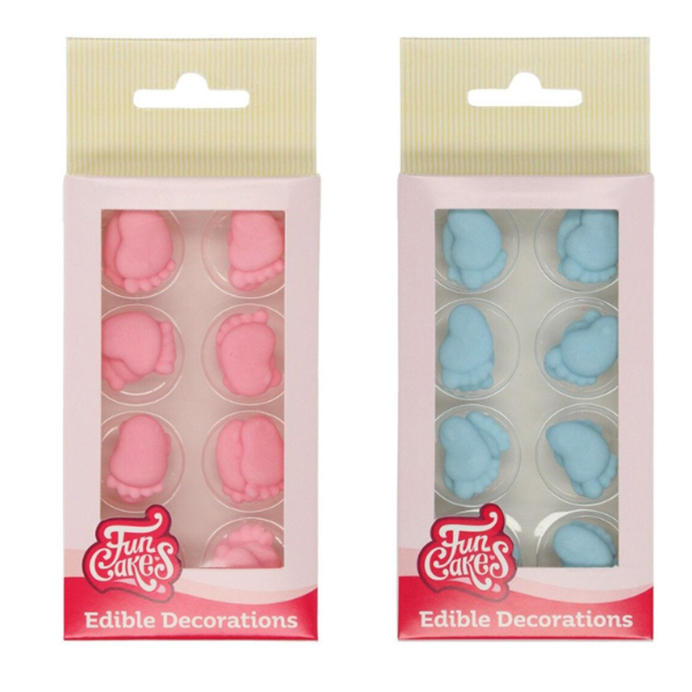 SET OF 16 FUNCAKES SUGAR DECORATIONS BABY FEET