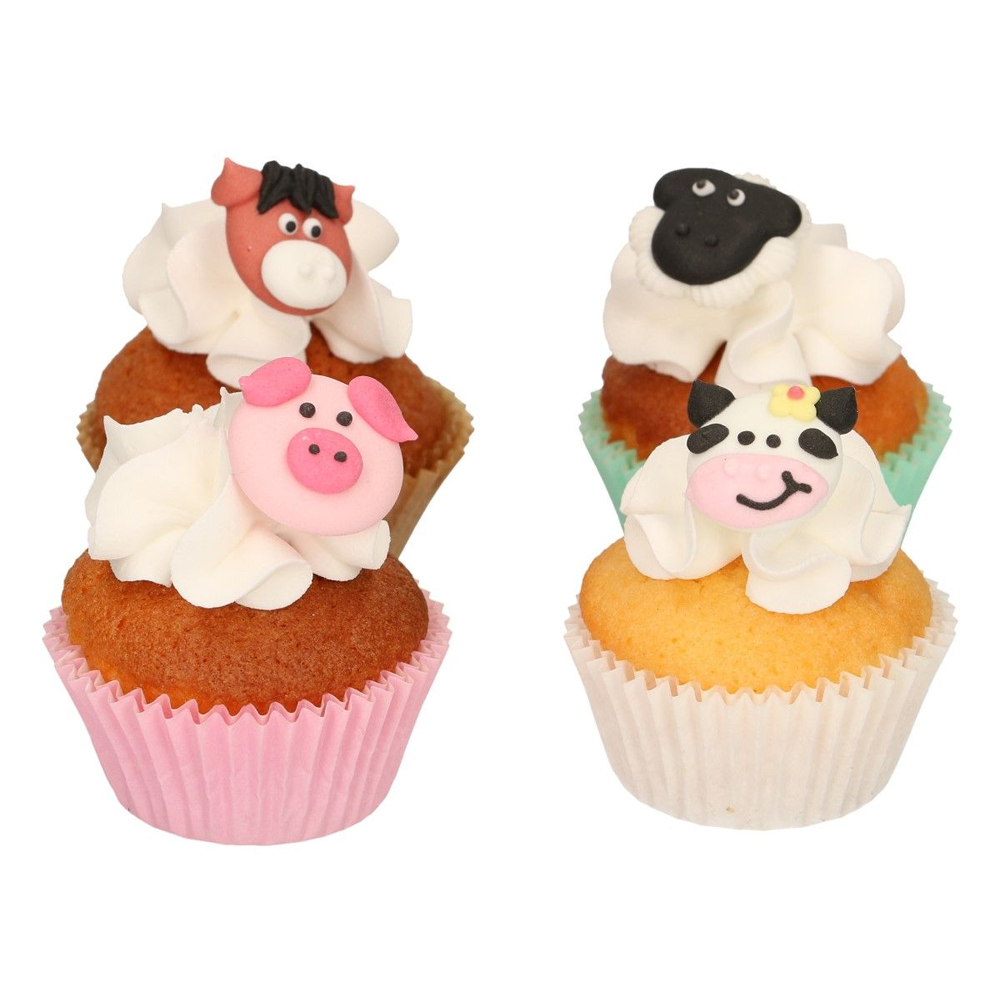 SET OF 12 FUNCAKES SUGAR DECORATIONS FARM ANIMALS - Image 2