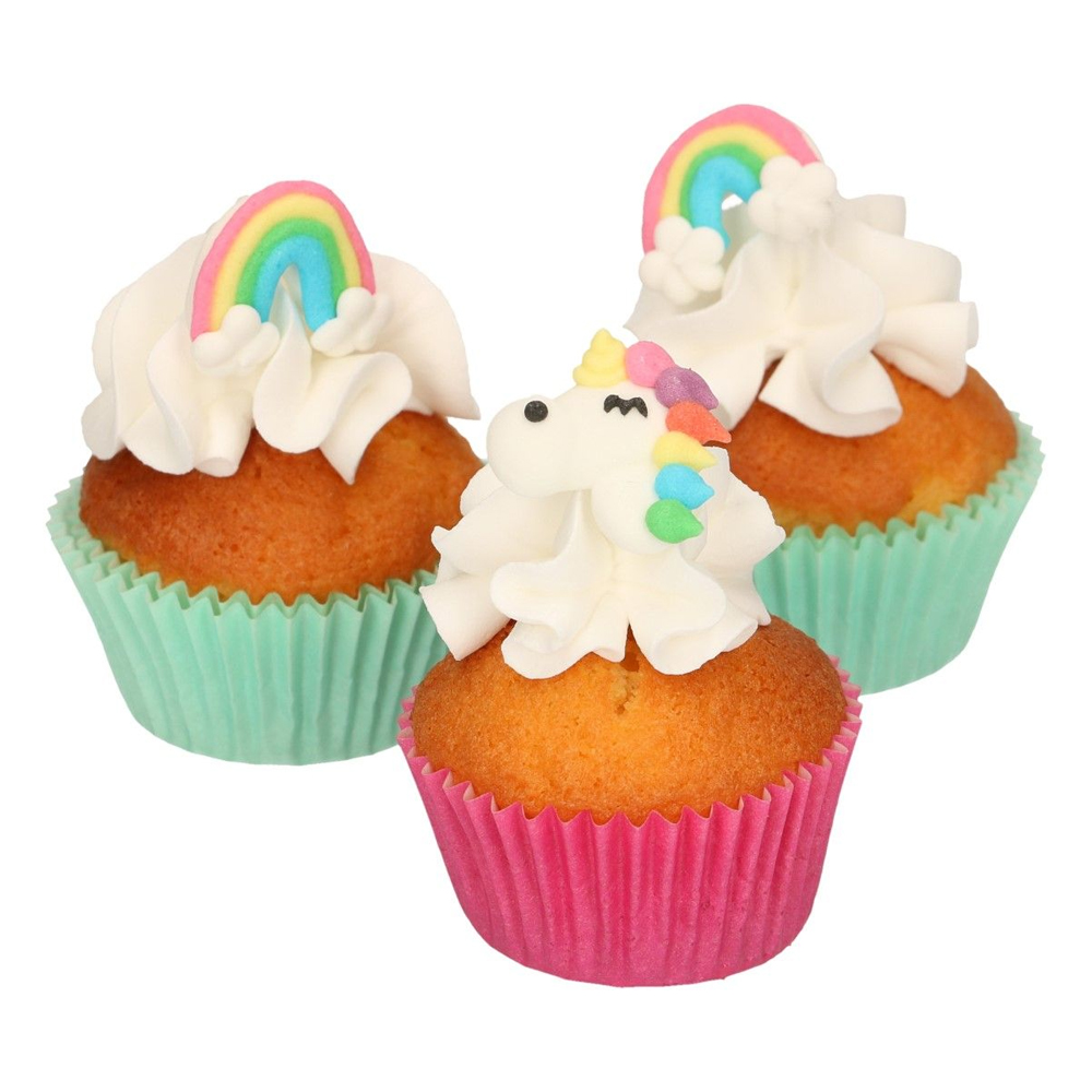 SET OF 12 FUNCAKES SUGAR DECORATIONS UNICORN & RAINBOW - Image 3