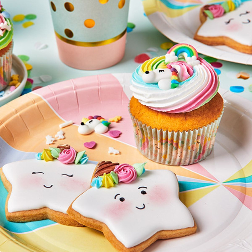 SET OF 12 FUNCAKES SUGAR DECORATIONS UNICORN & RAINBOW - Image 2