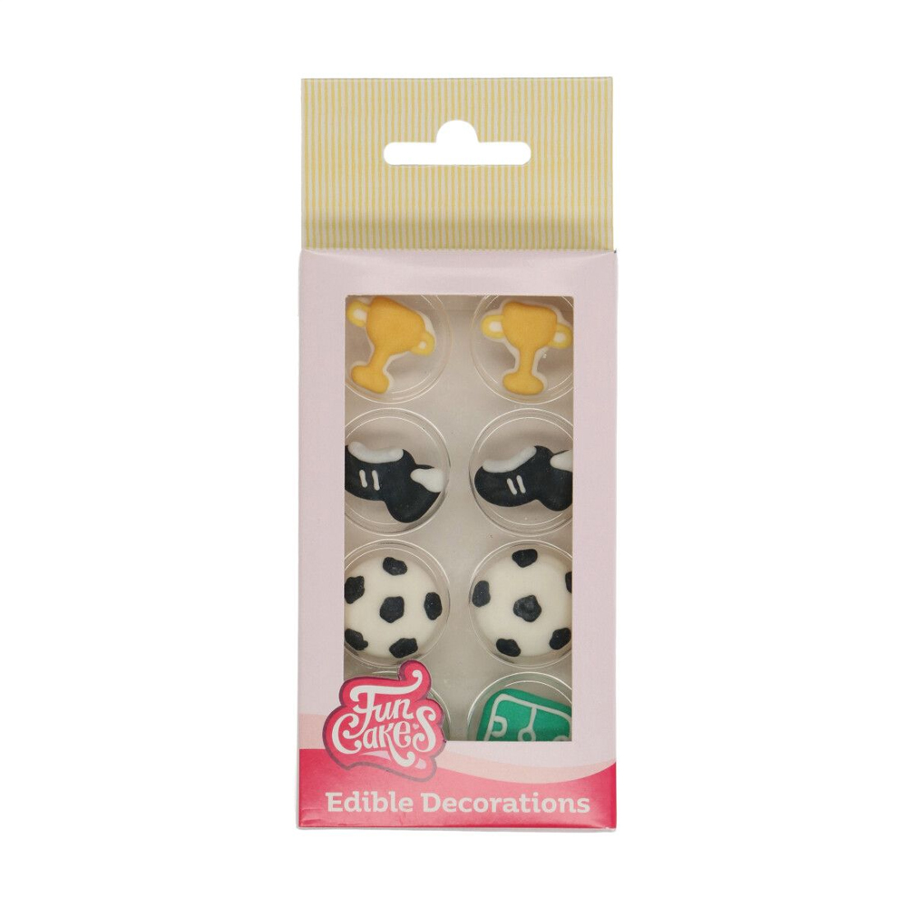 SET OF 8 FUNCAKES SUGAR DECORATIONS FOOTBALL