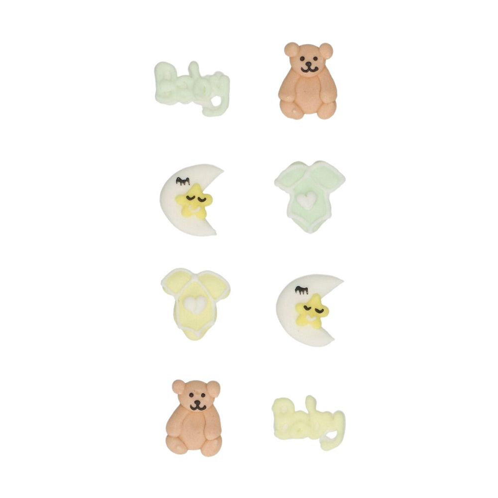 SET OF 8 FUNCAKES SUGAR DECORATIONS HAPPY BABY - Image 3