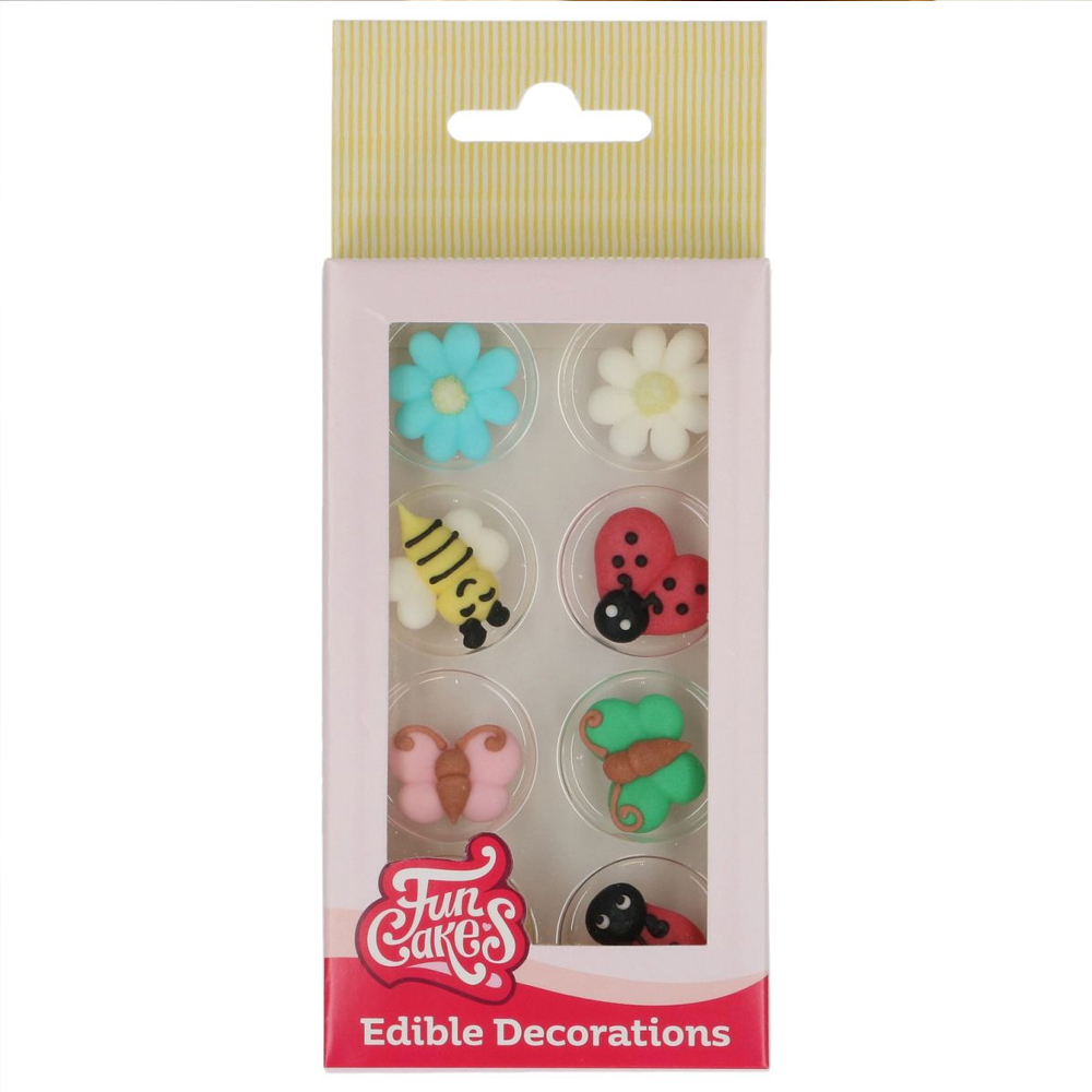 SET OF 8 FUNCAKES SUGAR DECORATIONS SPRING GARDEN