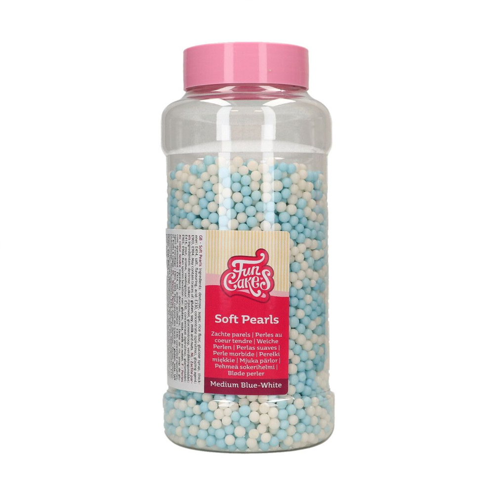 FUNCAKES SOFT PEARLS MEDIUM BLUE/WHITE 500G