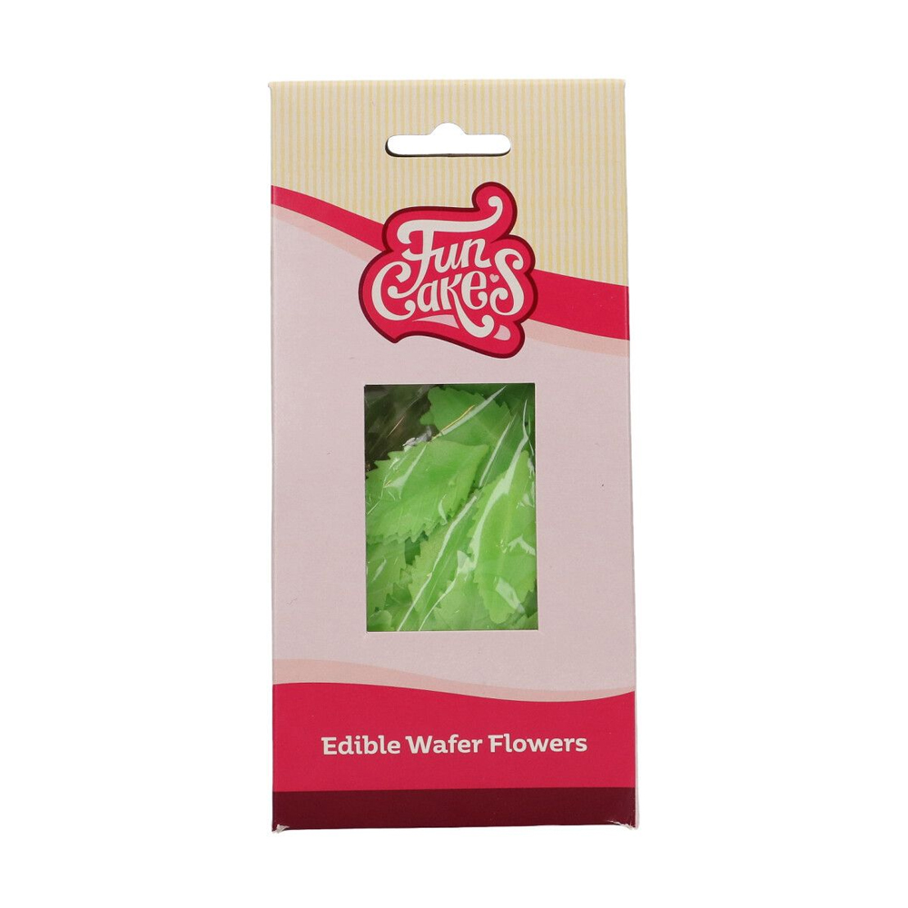 FUNCAKES EDIBLE WAFER FLOWERS GREEN LEAVES