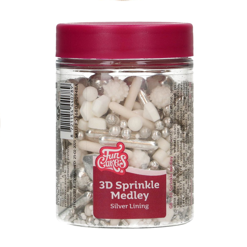 FUNCAKES 3D SPRINKLE MEDLEY SILVER LINING 70G