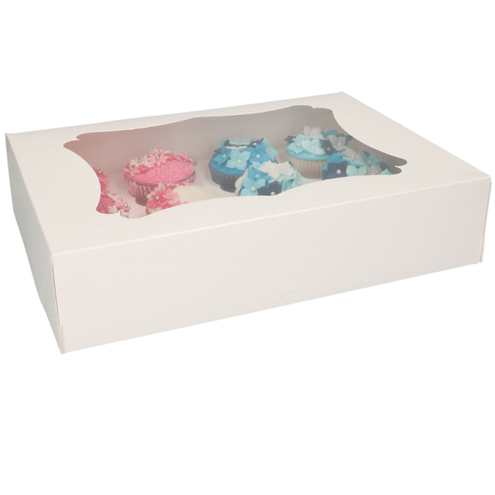 FUNCAKES CUPCAKE BOX WHITE 12