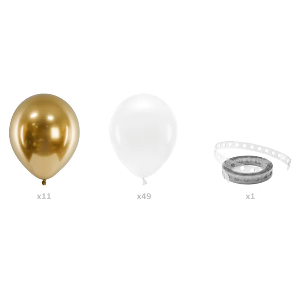 BALLOON GARLAND - WHITE AND GOLD 200CM 60PCS - Image 3