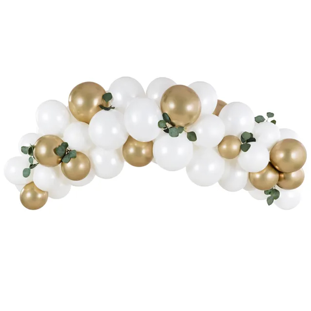 BALLOON GARLAND - WHITE AND GOLD 200CM 60PCS