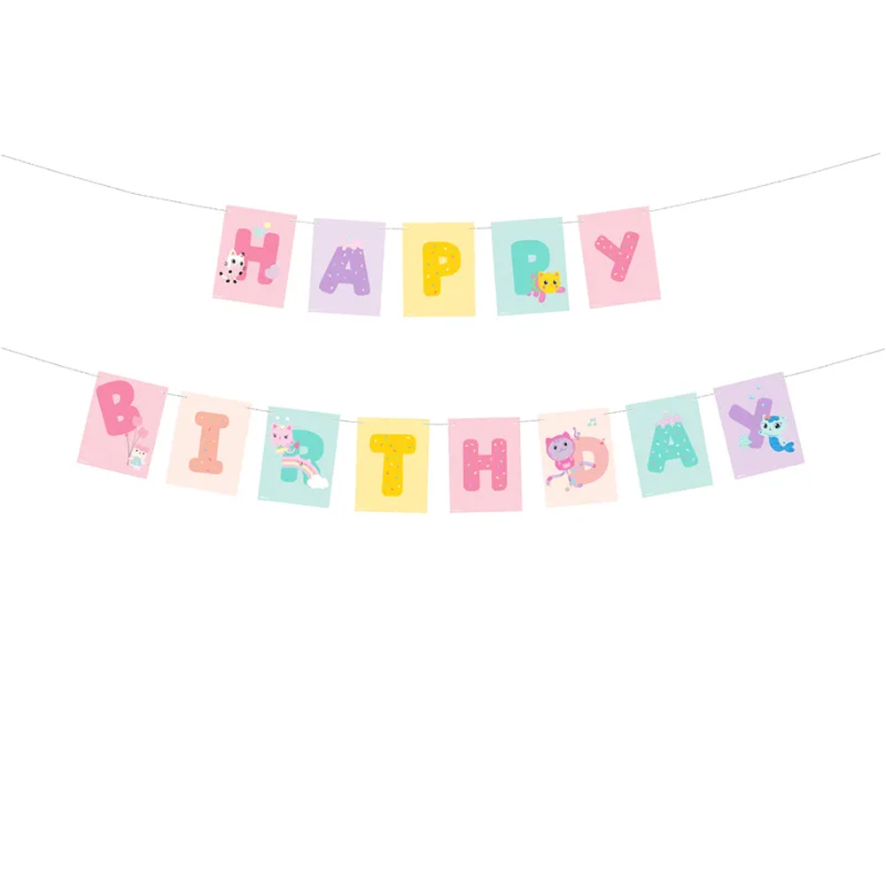 BANNER HAPPY BIRTHDAY GABBY'S DOLLHOUSE 180X15CM