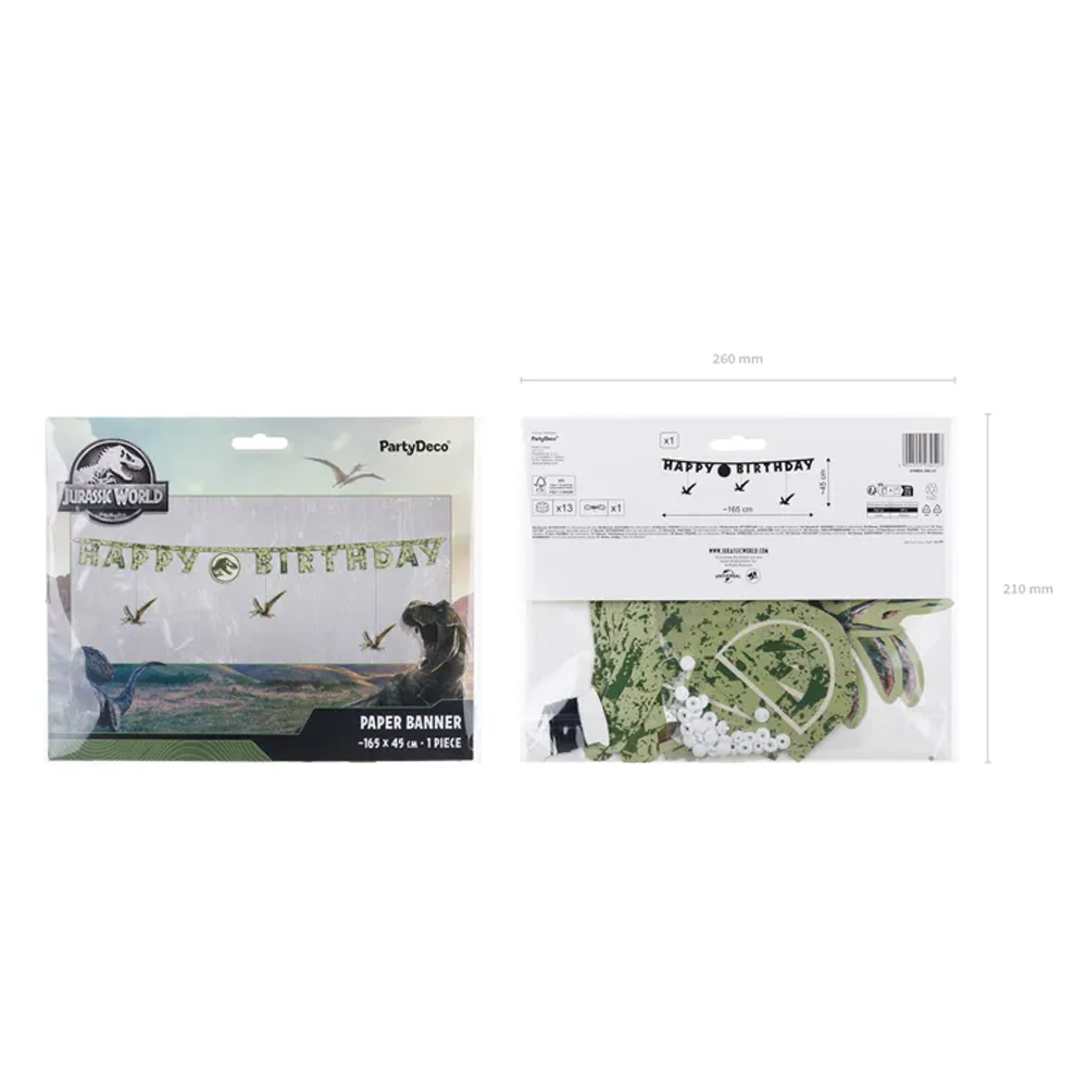 BANNER HAPPY BIRTHDAY JURASSIC WORLD 45X165CM - Image 3