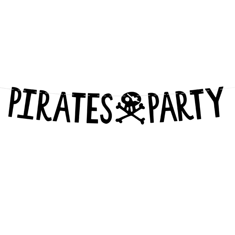 BANNER PIRATES PARTY BLACK 14X100CM
