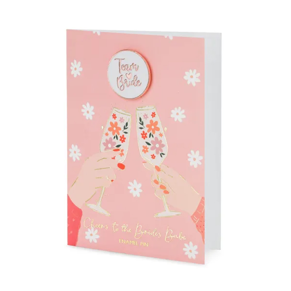 CARD WITH ENAMEL PIN BRIDE TEAM 10.5X15CM