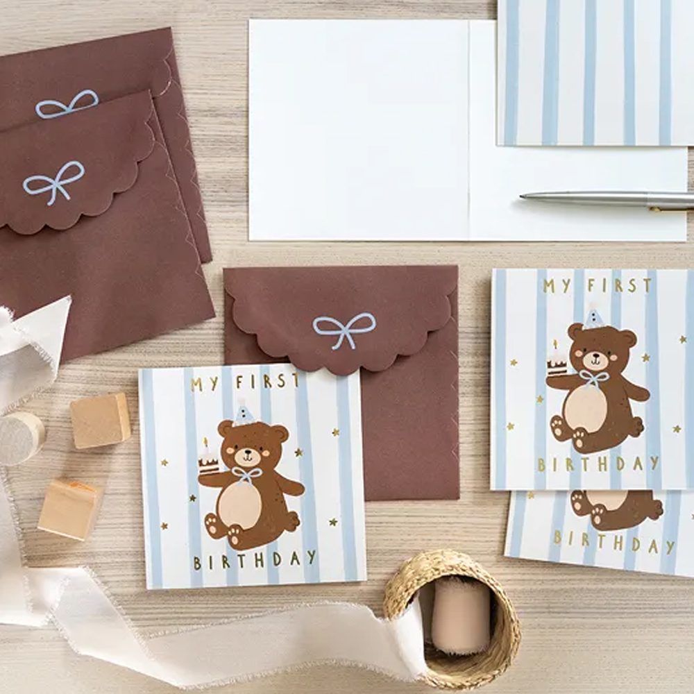 BIRTHDAY CARD BEAR 14X14CM - Image 3