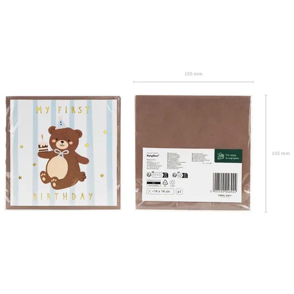 BIRTHDAY CARD BEAR 14X14CM - Image 5