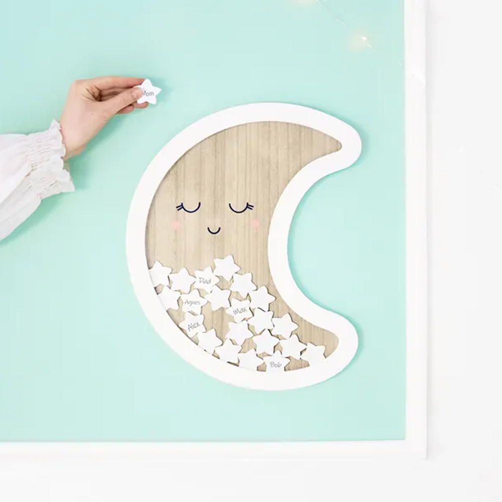 WOODEN GUEST BOOK - MOON 38.5X30CM - Image 3
