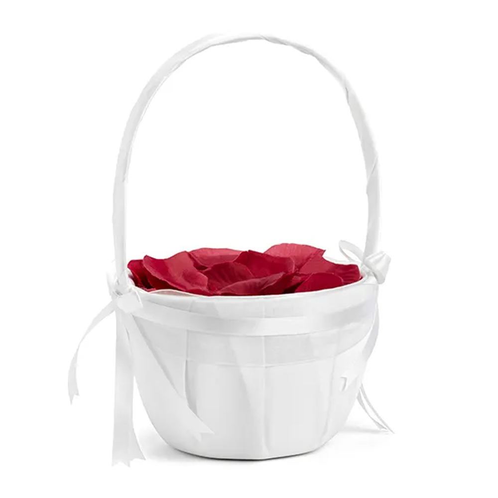 WEDDING BASKET FOR ROSE PETALS OR COINS WHITE
