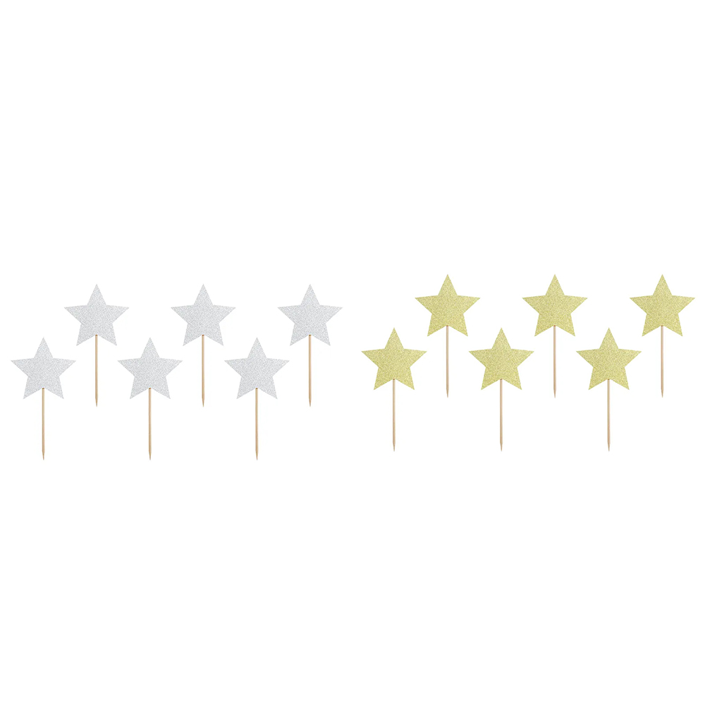 CUPCAKE TOPPERS - STARS 11.5CM 6PCS
