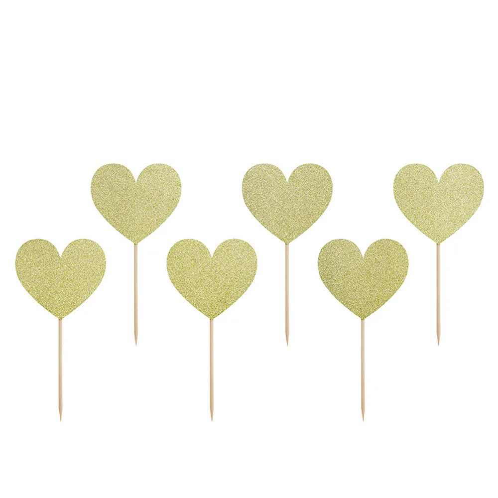 CUPCAKE TOPPERS SWEET LOVE - HEARTS 6PCS