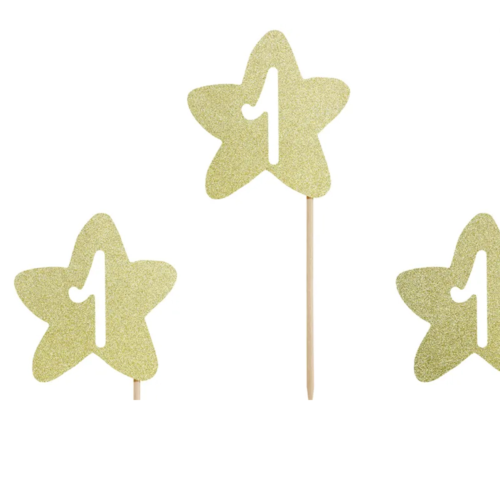 CUPCAKE TOPPERS 1ST BIRTHDAY GOLD 6PCS - Image 4